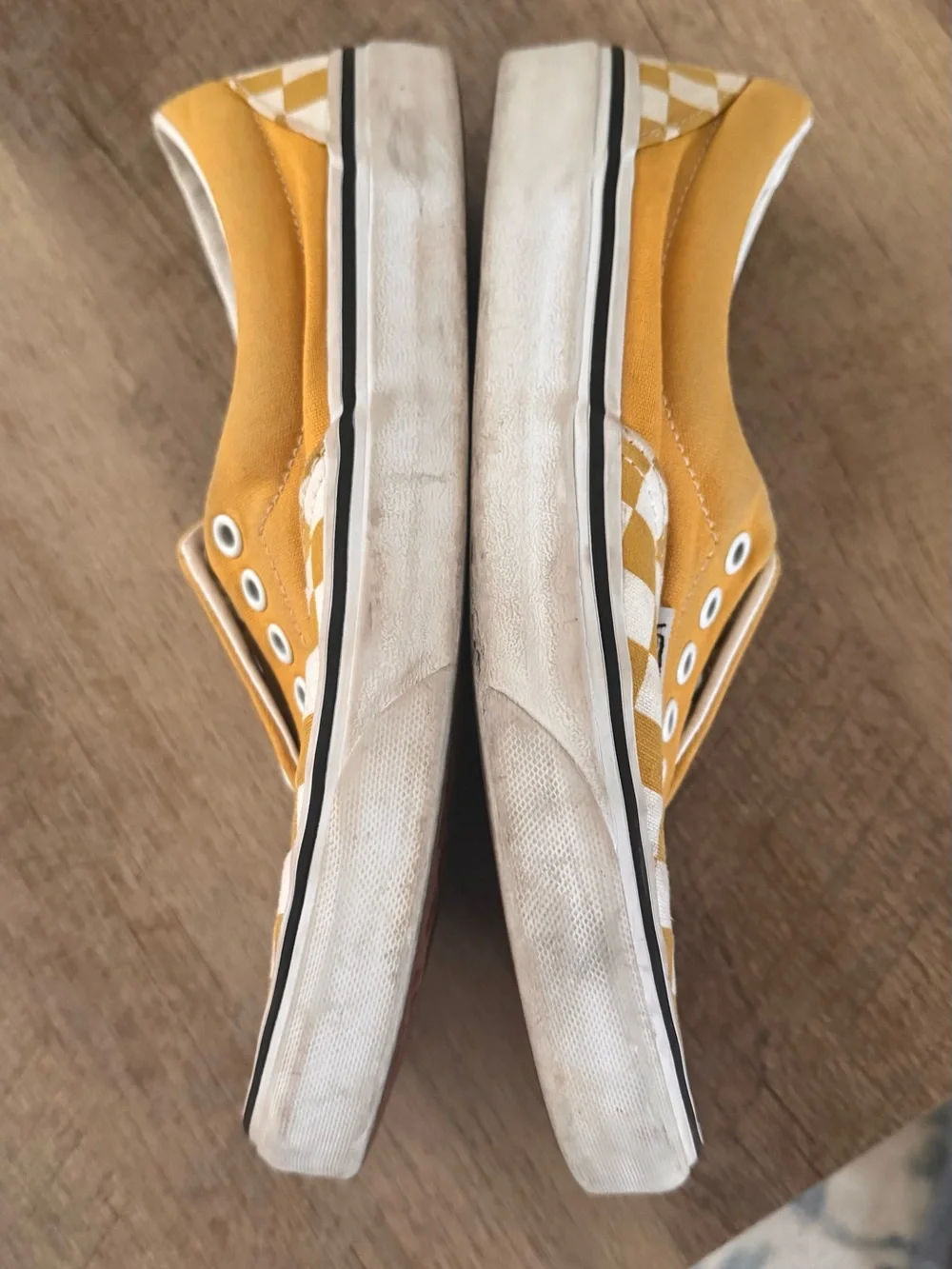 Vans Checkerboard Slip-On Sneakers in Yellow and White